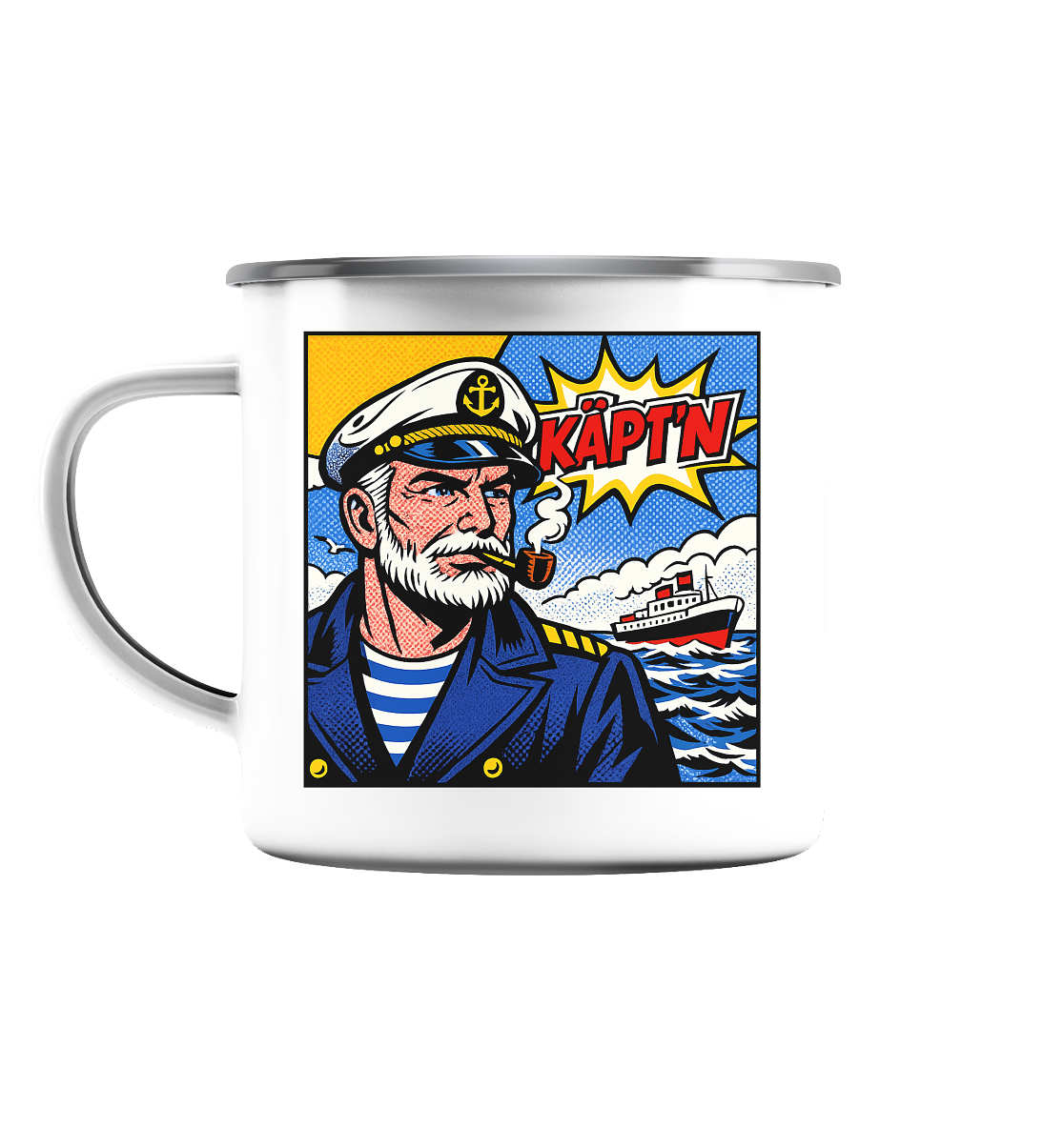 Sammeltasse "Käpt´n" - Emaille Tasse (Silber)