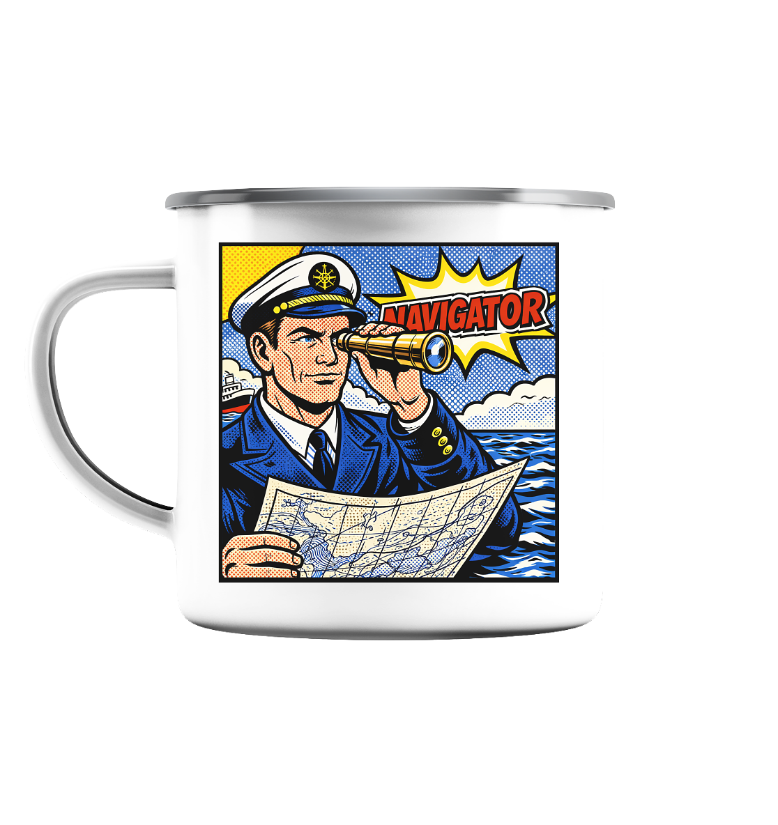 Sammeltasse "Navigator" - Emaille Tasse (Silber)