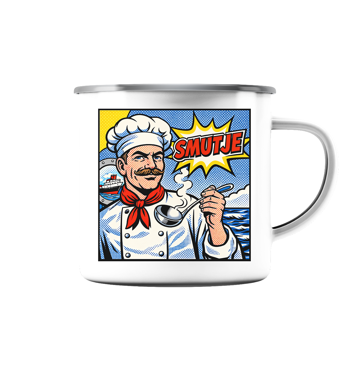 Sammeltasse "Smutje" - Emaille Tasse (Silber)